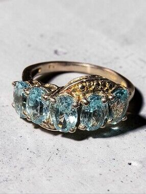 Vintage Chuck Clemency STS Blue Topaz  Sterling Silver Ring